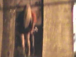 Leggy slut spied sucking dick in an alley Picture 2