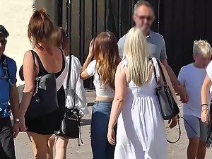 Firm tits bounce as she steps down stairs Picture 5