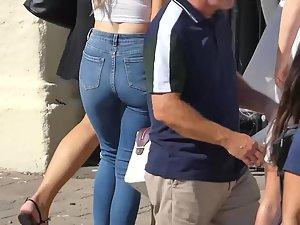 Firm tits bounce as she steps down stairs Picture 7