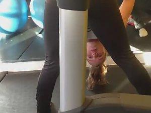 Flexible girl does a full split