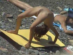 Incredible naked yoga girl exercises