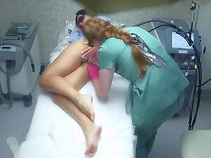 Redhead cosmetician enjoys removing sexy girl's pubes