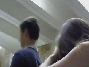 Voyeur lifts skirt to see the upskirt Picture 6