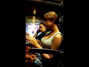 Sitting across busty girl in the bus Picture 6