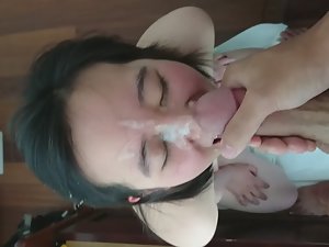 Cum on gentle chinese girl's face Picture 7