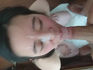 Cum on gentle chinese girl's face Picture 8
