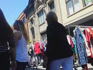 Sexy teen girl walks with her mother Picture 2