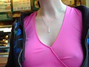 Delicate nipples poking out of a blouse Picture 1