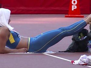 Sexy athlete stretching before competition Picture 3