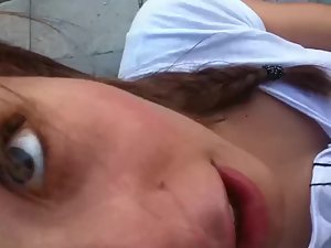 Young slut likes a cum facial even when she is out Picture 3