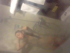 Hairy asian pussy in shower caught by voyeur Picture 6