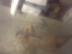 Hairy asian pussy in shower caught by voyeur Picture 7