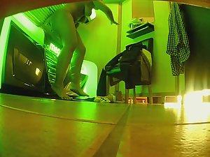 Chubby girl wipes sweat after tanning Picture 2