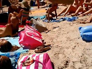 Sweaty pussy and tits on nudist beach Picture 3