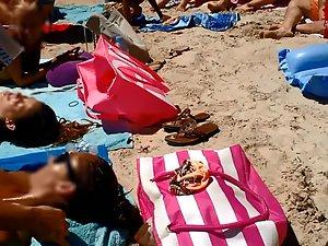 Sweaty pussy and tits on nudist beach Picture 4