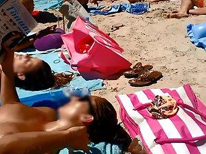 Sweaty pussy and tits on nudist beach Picture 5