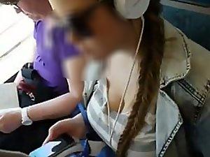 Dazzling tits spied during a bus ride Picture 1