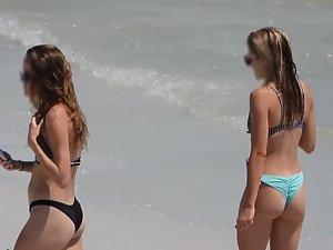 Tall and short girl both got hot beach bodies Picture 4