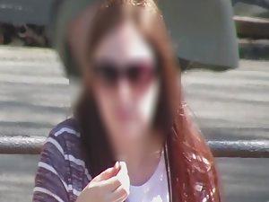 Peeping on upskirt during lunch break