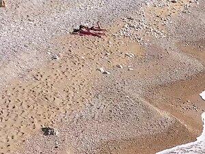 Hot friends get flattered by drone voyeur on beach Picture 2