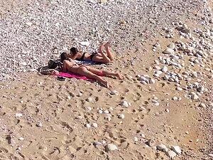 Hot friends get flattered by drone voyeur on beach Picture 3