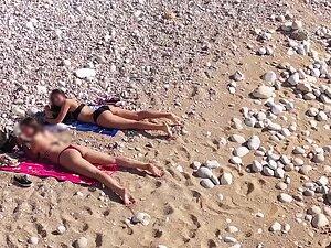 Hot friends get flattered by drone voyeur on beach Picture 4