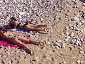 Hot friends get flattered by drone voyeur on beach Picture 5