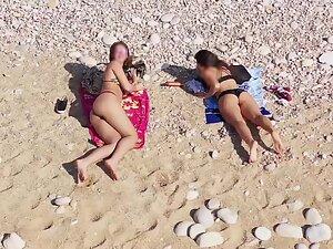 Hot friends get flattered by drone voyeur on beach Picture 6