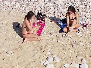 Hot friends get flattered by drone voyeur on beach Picture 7
