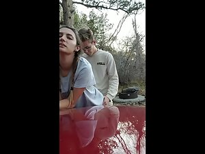 Pretty girl takes dick during quickie sex in the nature Picture 4