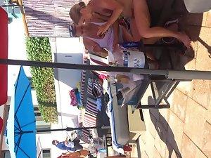 Sexiest girl in thong bikini at a pool party Picture 4