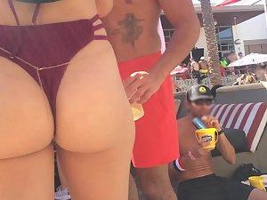 Sexiest girl in thong bikini at a pool party Picture 8