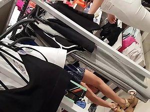 Unusual girl in her lacy bra at the shopping mall Picture 7