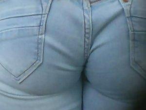 Jeans wedgie in cute girl's ass crack Picture 3