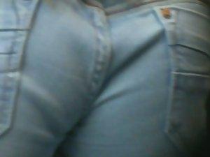 Jeans wedgie in cute girl's ass crack Picture 5