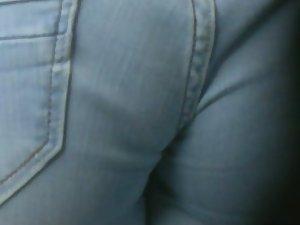 Jeans wedgie in cute girl's ass crack Picture 7