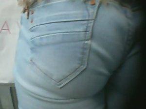 Jeans wedgie in cute girl's ass crack Picture 8