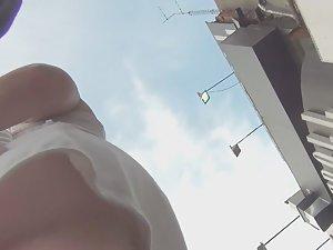 Transparent thong discovered in upskirt Picture 2