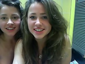 Naked sisters show off on a webcam