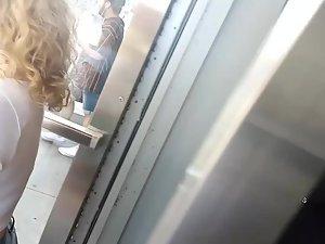 Big boobs of a cute bombastic blonde shorty Picture 2