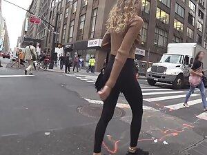 Skinny girl walking through the street Picture 6