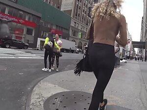 Skinny girl walking through the street Picture 8