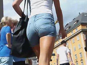 Attractive girl followed very closely