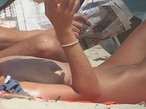 Natural beauty strips nude on beach Picture 8