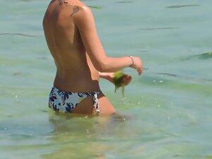 Pointy tits in topless got quickly caught by the voyeur Picture 7