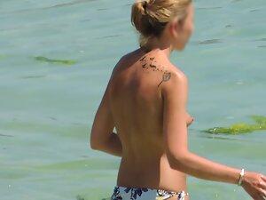 Pointy tits in topless got quickly caught by the voyeur Picture 8