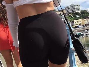 Voyeur focuses on chav girl's tight ass in shorts Picture 2