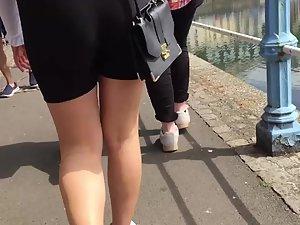 Voyeur focuses on chav girl's tight ass in shorts Picture 3