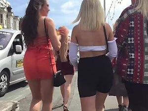 Voyeur focuses on chav girl's tight ass in shorts Picture 6