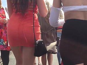 Voyeur focuses on chav girl's tight ass in shorts Picture 7
